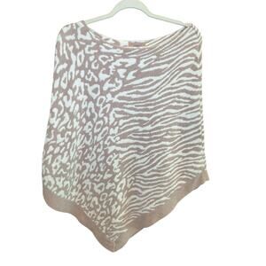 EUC Barefoot Dreams CozyChic Ultra Lite Costal Leopord Poncho Women One Size